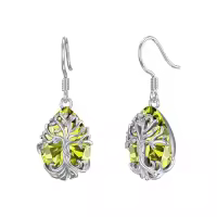 TOUPOP Sterling Silver Crystal Tree Of Life Family Dangle Earrings-style_name:Teardrop-8-August-Peridot