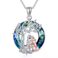TOUPOP Sterling Silver & Stone Sisters Tree Of Life Palm Necklace-style_name:Two Sisters- Always My Sister Forever My Friend