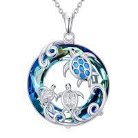 wholesale TOUPOP Animal Necklace Sterling Silver Crystal Sea Turtle/elephant/dolphin Necklace Jewelry Gift For Women -style_name:2-3 Sea Turtle