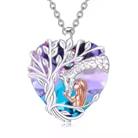 TOUPOP Sterling Silver Crystal Giraffe Necklace Charm Pendant-style_name:Purple Heart Crystal-Tree of Life