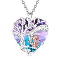 wholesale TOUPOP Giraffe Necklace For Women 925 Sterling Silver Crystal Giraffe Charm Pendant Jewelry Birthday Christmas Gifts -style_name:Purple Heart Crystal-Tree of Life