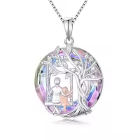 TOUPOP 925 Sterling Silver & Crystal Daughter Heart Pendant Necklace Gift-style_name:Tree of Life Necklace