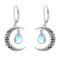 wholesale Celtic Moon Earrings 925 Sterling Silver Vintage Crescent Earrings Witch Jewelry Gifts For Women -color_name:Moonstone