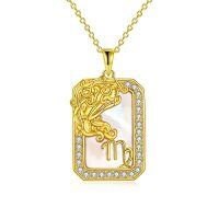 wholesale TOUPOP Gold Plated Sterling Silver Constellation Pendant Necklace Mother Of Pearl Jewelry Zodiac Sign Gifts For Women -style_name:08-Virgo