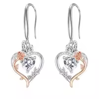 TOUPOP Sterling Silver Rose Quartz Butterfly Earrings Love Jewelry Gifts For Women-color_name:04-April-Simulated Diamond