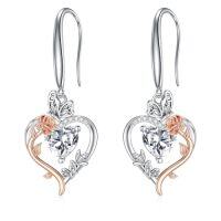 wholesale TOUPOP Rose Heart Birthstone Earrings 925 Sterling Silver Butterfly Earrings Love Jewelry Anniversary Birthday Christmas Gifts For Women Wife Her -color_name:04-April-Simulated Diamond