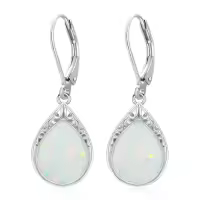 TOUPOP Sterling Silver Celtic Filigree Teardrop Leverback Earrings-color_name:Opal