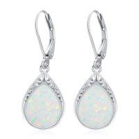 wholesale Teardrop Earrings For Women Celtic Filigree Drop Earrings Sterling Silver Leverback Jewelry Christmas Gifts For Women Mom -color_name:Opal