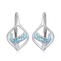 TOUPOP 925 Sterling Silver Turquoise Ocean Sea Animal Dangle Drop Earrings-style_name:11-Mermaid