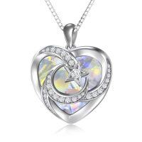 wholesale TOUPOP Birthstone Necklace For Women 925 Sterling Silver Moon And Star Necklaces Heart Crystal Jewelry Birthday Christmas Gifts Women Wife Girlfriend -color_name:04-April