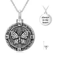 TOUPOP Sterling Silver Tree Of Life Urn Necklace For Ashes Memorial Keepsake Jewelry-style_name:7-Butterfly