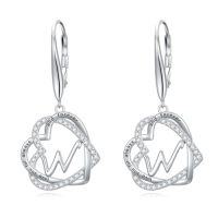 wholesale TOUPOP Gifts For Women Heart Initial Earrings 925 Sterling Silver Double Heart Dangle Earrings Birthday Jewelry Birthday Christmas Gifts For Her Wife Girlfriend -style_name:Initial W