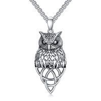 wholesale 925 Sterling Silver Lion/owl/eagle/wolf Necklace Pendant For Men Jewelry Christmas Gifts For Men -style_name:F004-Celtic Knot Owl