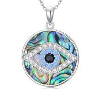 wholesale TOUPOP Sterling Silver Evil Eye Necklace Protection Crystal Pendant For Women Good Luck Vintage Evil Eye Pendant Jewelry Birthday Gifts For Women Friend Female -style_name:A04-Abalone shell