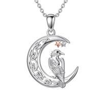 wholesale TOUPOP Cat/owl/polar Bear/dachshund/crow/fox Necklace For Women 925 Sterling Silver Celtic Moon Pendant Jewelry Birthday Christmas Anniversary Animal Lovers Christmas Gifts For Her -style_name:Crow