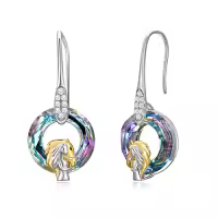 TOUPOP Sterling Silver Crystal Dangle Stud Earrings Women Girls Gift-color_name:Horse