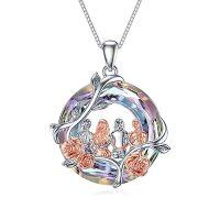 wholesale TOUPOP Sister Christmas Gifts From Sister Rose Flower Sisters Necklace Sterling Silver Crystal Jewelry Birthday Gifts For Women Best Friend Friendship -color_name:A-4 Sister-Purple Crystal