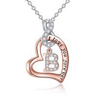 wholesale TOUPOP Christmas Gifts For Women Sterling Silver Initial Letter Necklaces For Women 14k Rose Gold Plated Heart Infinity Necklace I Love You Jewelry Birthday Gifts For Mom Daughter Wife -style_name:B