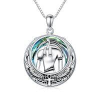 wholesale TOUPOP Egyptian Necklace Sterling Silver Egypt God Pendant With Blue Circle Crystal Jewelry Gifts For Women Men -style_name:Thoth