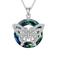 wholesale TOUPOP Sterling Silver Dragonfly/butterfly Crystal Pendant Necklace For Women, 18" With 2" Extender -style_name:02-One Butterfly