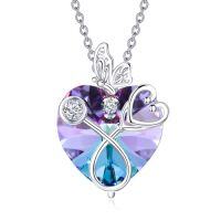 wholesale TOUPOP Christmas Gifts For Nurse Stethoscope Necklace With Butterfly 925 Sterling Silver Heart Crystal Nursing Themed Birthstone Jewelry Birthday Gifts For Women Doctor Medical Student -style_name:02-February