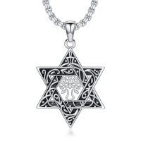 wholesale Star Of David Necklace S925 Star Of David Necklace With Cross Jewish Jewelry Gifts For Christmas Birthday -style_name:Star of David with Tree of Life