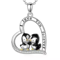 TOUPOP Sterling Silver Animal Pendant Women Jewelry Christmas Gifts-style_name:B-Penguin