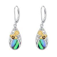 wholesale TOUPOP Filigree Abalone Shell Teardrop Earrings For Women 925 Sterling Silver Leverback Dangle Drop Earrings For Her Anniversary Chrsitmas Birthday Gifts -style_name:Bee