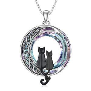 2 Cats(Black and Black)-Purple Crystal-02-F