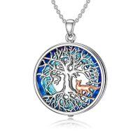 wholesale TOUPOP Tree Of Life Jewelry Sterling Silver Wolf Deer Necklace Crystal Tree Of Life Animal Pendant Jewelry Gifts For Women Teens -style_name:1-Wolf