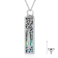 TOUPOP 925 Sterling Silver Abalone Shell Cremation Jewelry Locket Pendant-style_name:tree of life