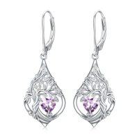 wholesale Birthstone Tree Of Life Earrings 925 Sterling Silver Birthstone Earrings Tree Of Life Jewelry Birthday Christmas Gifts For Women -style_name:6-Jun-Alexandrite