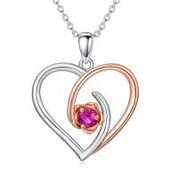 TOUPOP 14k Solid Gold Infinity Heart Necklace For Women Real Gold Jewelry Birthday Christmas Gifts For Her Girlfriend Mom Wife 18 Inches-style_name:Heart two color