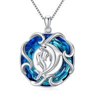 wholesale TOUPOP Sea Turtle Necklace For Women Sterling Silver Ocean Theme Crystal Pendant Jewelry Summer Beach Gifts For Marine Animal Lovers -style_name:13-Dolphins