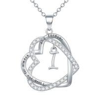 wholesale TOUPOP Gifts For Women Heart Initial Necklace 925 Sterling Silver Double Heart Pendant Necklace Birthday Jewelry Birthday Christmas Gifts For Her Wife Girlfriend -style_name:Initial I