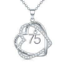 wholesale TOUPOP Gifts For Her 925 Sterling Silver Necklace Forever Love Heart Pendant Heart Year Old Jewelry Anniversary Birthday Christmas Gifts Women Girlfriend Wife Mom Grandma Daughter -style_name:75th