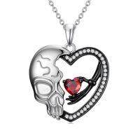 wholesale Skull Necklace For Women 925 Sterling Silver Heart Skeleton Necklace Rose/hand/bat/rib Cage Pendant Goth Gothic Jewelry Halloween Christmas Gifts For Women -style_name:Skeleton Hand