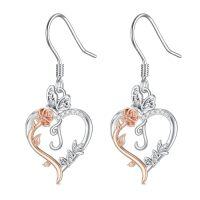wholesale TOUPOP Rose Heart Initial Earrings 925 Sterling Silver Heart Butterfly Earrings Jewelry Anniversary Birthday Christmas Gifts For Women Her Girlfriend Wife -style_name:Initial J