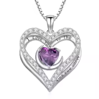 TOUPOP 925 Sterling Silver 12 Birthstone Double Heart Necklace-color_name:2-Feb-Amethyst