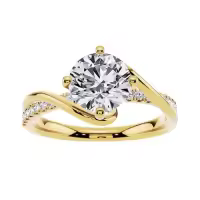 TOUPOP 10k/14k/18k Gold Moissanite Engraved Name Round Cut Engagement Rings-style_name:M Moissanite Ring