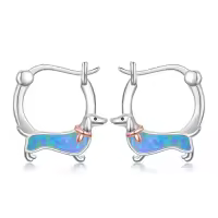 TOUPOP Sterling Silver S925 Dachshund Paw French Bulldog Dog Hoop Earrings Women Birthday Gift-style_name:Dachshund Hoop Earrings