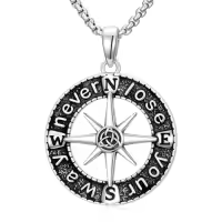 TOUPOP 925 Sterling Silver Celtic Knot Compass Necklace For Men-style_name:1-Compass