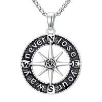 wholesale Compass Necklace For Men 925 Sterling Silver Graduation Necklace Celtic Knot Pendant Travel Compass Jewelry Christmas Graduation Gifts For Friend -style_name:1-Compass
