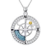 wholesale TOUPOP Christmas Gifts For Wife Compass Necklace Sterling Silver Compass Urn Necklace Cremation Jewelry For Women Wife Girlfriend Mother Sister -style_name:F05-Turquoise