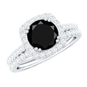 C Black Onyx Moissanite Ring