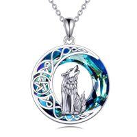 wholesale TOUPOP Wolf Necklace Sterling Silver Crystal Wolf Jewelry For Women Birthday Christmas Gifts -style_name:One Wolf