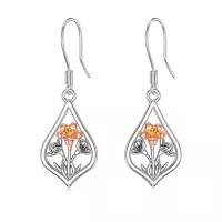 TOUPOP Sterling Silver Stone Flower Dangle Drop Leverback Earrings-style_name:4-Dangle-Cherry blossoms