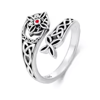 TOUPOP Sterling Silver Witches Knot Celtic Knot Ring Witch Jewelry Gift-style_name:3-Witches Knot Ring