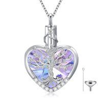 wholesale TOUPOP Urn Necklaces For Ashes 925 Sterling Silver Tree Of Life Heart Cremation Jewelry For Ashes Jewelry Gifts For Human Ashes Keepsake Memorial Jewelry For Women Men -style_name:Purple Crystal Tree of Life Urn