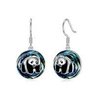 wholesale TOUPOP Dragonfly/butterfly/hummingbird/elephant/turtle Earrings Sterling Silver Animals Dangle Drop Earrings With Blue Circle Crystal Small Cute Animals Jewelry Gifts For Women Friends Birthday Christmas -style_name:Panda earrings